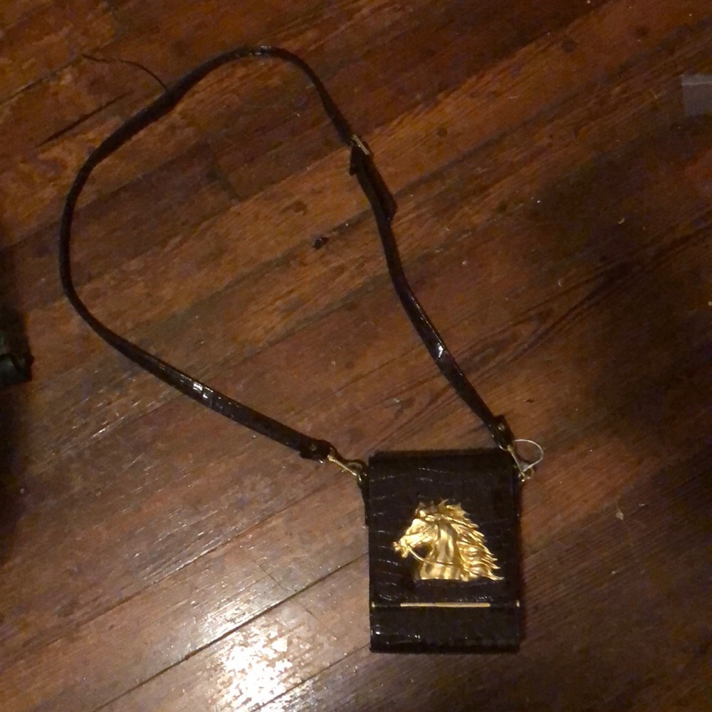 Leather and gold shoulder bag